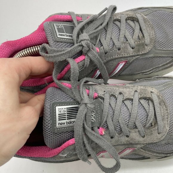 New Balance 990v4 Womens Made In The USA Suede Shoes Gray Pink Size 10.5B - Picture 8 of 11